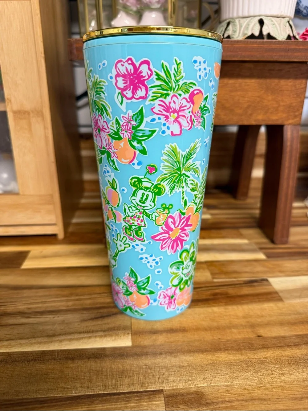Disney park Lilly Pulitzer tumbler Minnie Mouse no straw